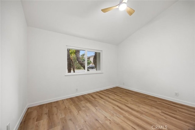 4592 Paloma Ln, Yorba Linda, CA 92886 - unfurnished room featuring lofted ceiling, light wood-style flooring, ceiling fan, and baseboards