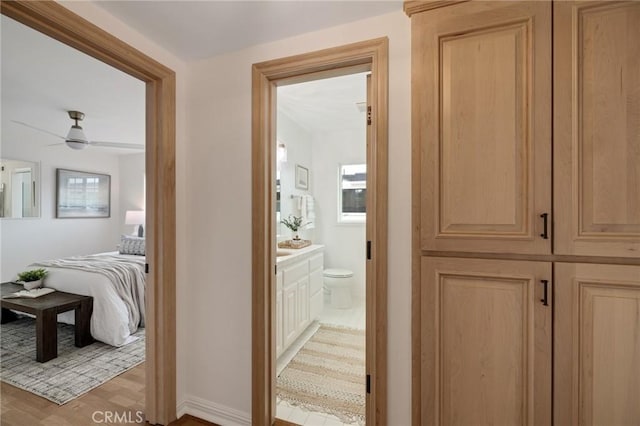 hall featuring wood finished floors
