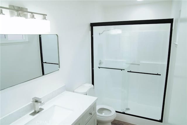 27798 Cloud Dance Ct, Menifee, CA 92585 - full bathroom with a stall shower, toilet, and vanity