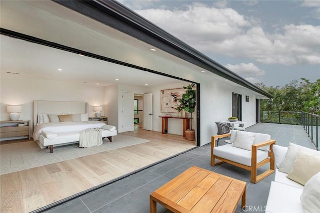 18101 Green Meadow Dr, Encino, CA 91316 - tiled bedroom with recessed lighting