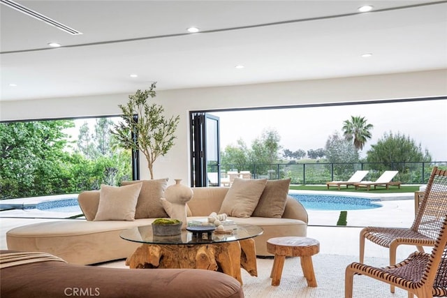 18101 Green Meadow Dr, Encino, CA 91316 - living room featuring recessed lighting