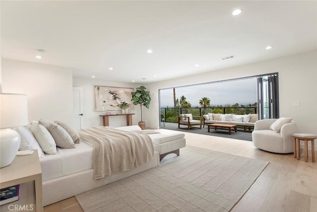 18101 Green Meadow Dr, Encino, CA 91316 - bedroom featuring recessed lighting and light wood-type flooring