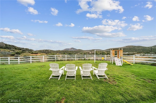 34105 Stage Rd, Temecula, CA 92592 - view of yard featuring a playground, a mountain view, and a view of countryside