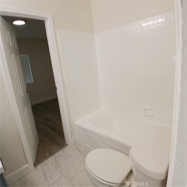 5109 S 7th Ave, Los Angeles, CA 90043 - full bathroom with toilet, marble look tile flooring, and bathing tub / shower combination