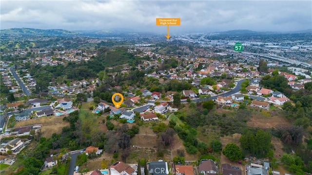 22244 Croll Ct, Diamond Bar, CA 91765 - aerial view of property and surrounding area featuring nearby suburban area
