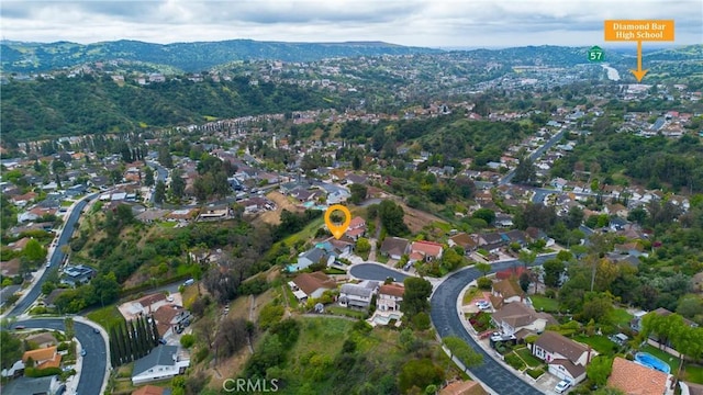 22244 Croll Ct, Diamond Bar, CA 91765 - aerial view of property's location featuring a mountainous background