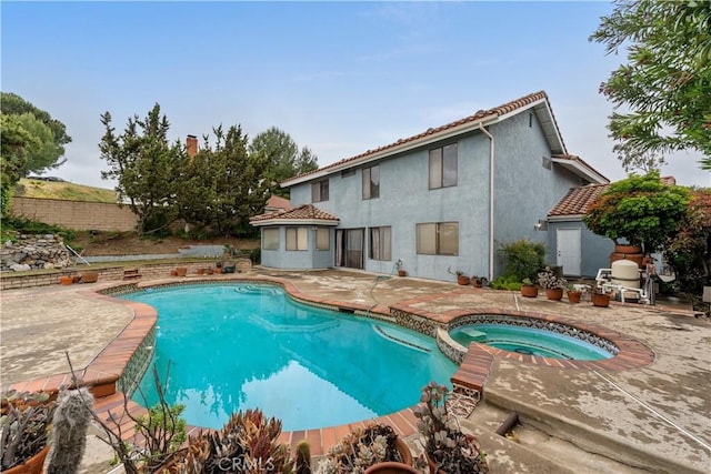 22244 Croll Ct, Diamond Bar, CA 91765 - view of swimming pool with a patio area, a pool with connected hot tub, and fence