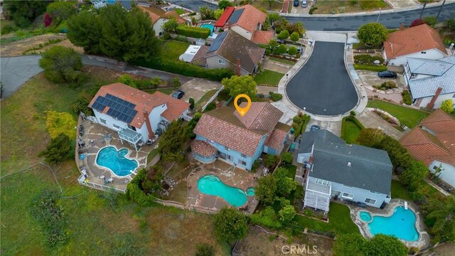 22244 Croll Ct, Diamond Bar, CA 91765 - aerial view of property's location with a pool and nearby suburban area
