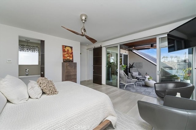 29 W Neapolitan Ln, Long Beach, CA 90803 - bedroom featuring light wood-style floors, access to exterior, and a ceiling fan