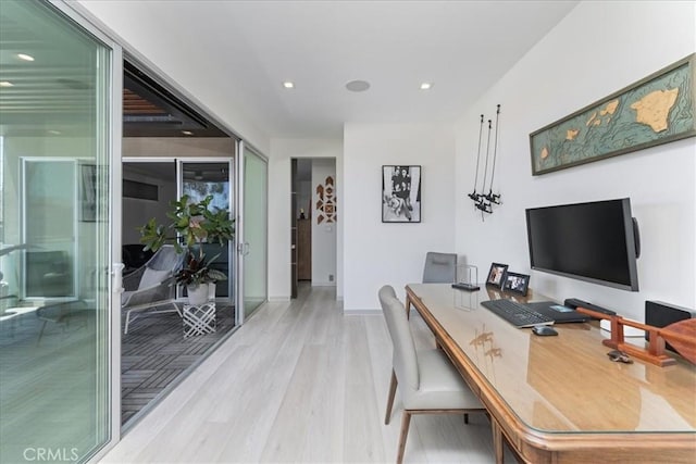 29 W Neapolitan Ln, Long Beach, CA 90803 - office area with wood finished floors, recessed lighting, and baseboards