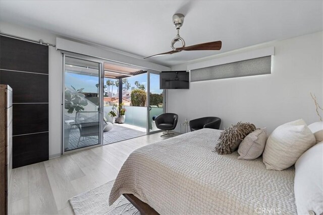 29 W Neapolitan Ln, Long Beach, CA 90803 - bedroom with access to exterior, wood finished floors, and a ceiling fan