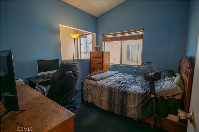 13117 Pan Am Blvd, Moreno Valley, CA 92553 - bedroom featuring carpet floors, a textured ceiling, and an office area