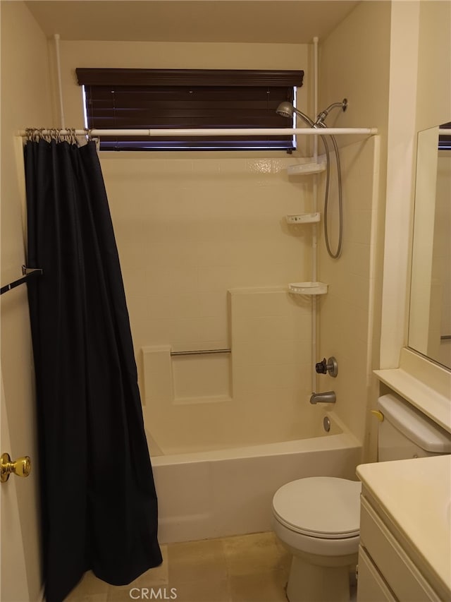 17795 Stevens Rd, Adelanto, CA 92301 - full bath with shower / bath combination with curtain, vanity, tile patterned flooring, and toilet