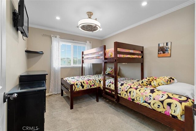 13545 Anchor Dr, Victorville, CA 92395 - carpeted bedroom with crown molding, recessed lighting, and baseboards