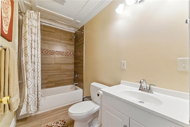 1933 W 147th St, Gardena, CA 90249 - bathroom with toilet, shower / tub combo, vanity, and wood finished floors