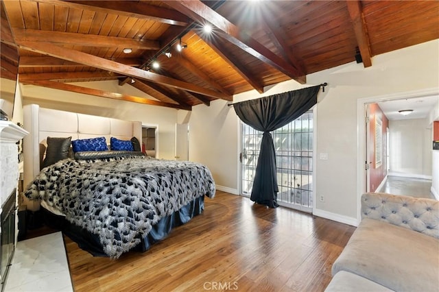 1933 W 147th St, Gardena, CA 90249 - bedroom featuring wooden ceiling, baseboards, wood finished floors, and access to outside