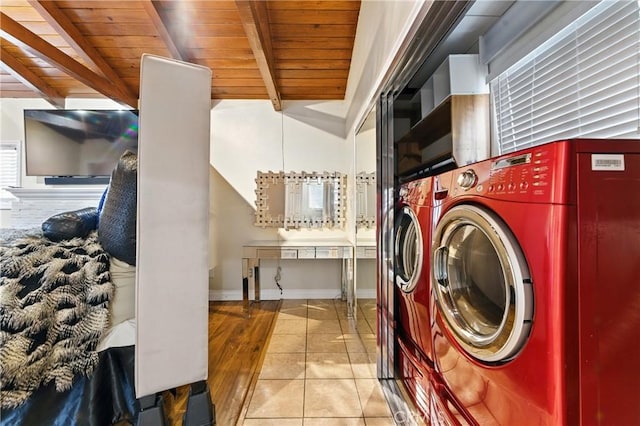 1933 W 147th St, Gardena, CA 90249 - washroom featuring wooden ceiling, washer and dryer, and baseboards