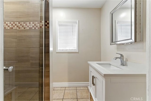 1933 W 147th St, Gardena, CA 90249 - full bathroom with a shower stall, vanity, tile patterned floors, and baseboards