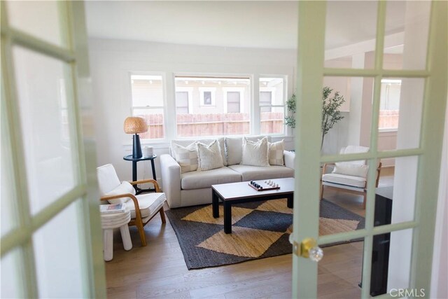 living area featuring wood finished floors