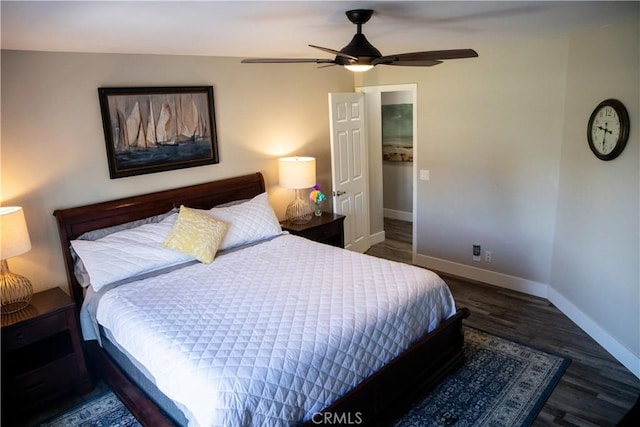 6338 Countryside Ct, Orland, CA 95963 - bedroom with baseboards, wood finished floors, and ceiling fan