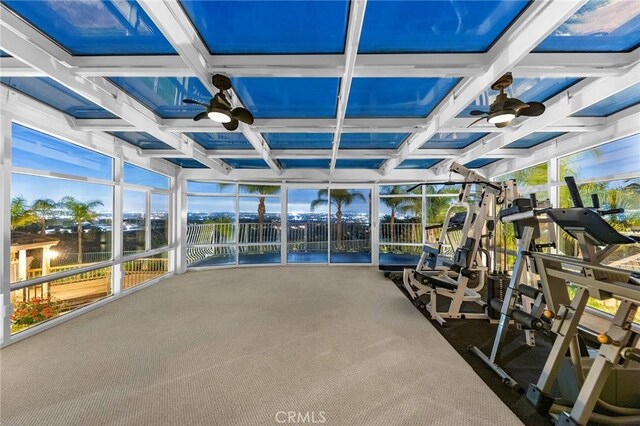 2638 Highridge Dr, Chino Hills, CA 91709 - sunroom / solarium featuring coffered ceiling and a wall of windows