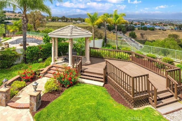2638 Highridge Dr, Chino Hills, CA 91709 - wooden deck featuring a gazebo and a fenced backyard