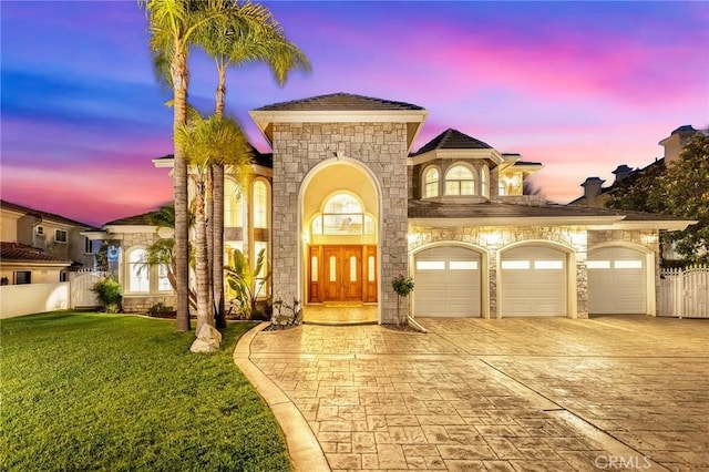 2638 Highridge Dr, Chino Hills, CA 91709 - mediterranean / spanish house featuring decorative driveway and stone siding
