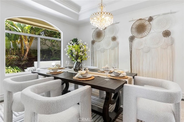 2638 Highridge Dr, Chino Hills, CA 91709 - dining space featuring a chandelier, healthy amount of natural light, and crown molding