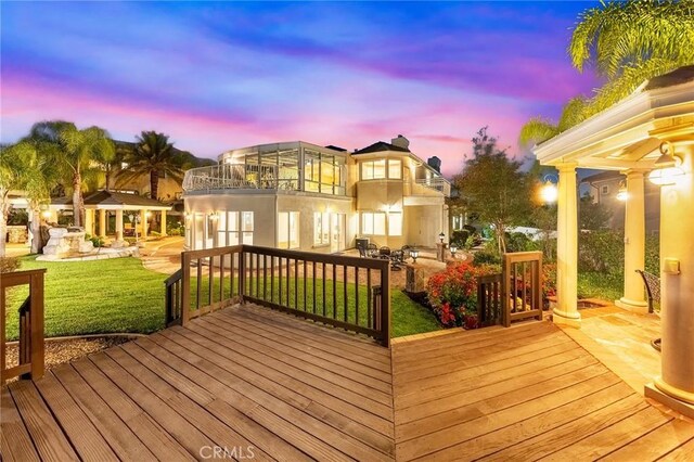 2638 Highridge Dr, Chino Hills, CA 91709 - wooden deck featuring a lawn