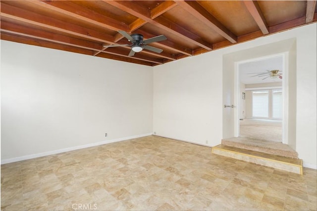 6016 Wilson Ave, South Gate, CA 90280 - empty room with a ceiling fan and beamed ceiling