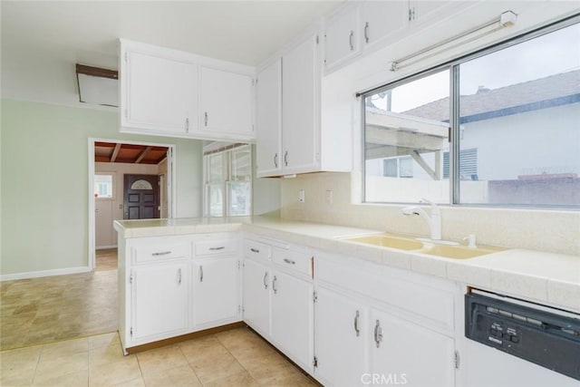 6016 Wilson Ave, South Gate, CA 90280 - kitchen with dishwashing machine, a sink, and white cabinetry