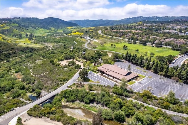 bird's eye view of a mountainous background