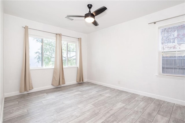 3035 Highridge Rd, La Crescenta, CA 91214 - unfurnished room with light wood finished floors, a ceiling fan, and baseboards