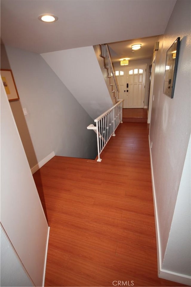 220 S Guadalupe Ave Unit 5, Redondo Beach, CA 90277 - corridor with wood finished floors, stairs, and recessed lighting