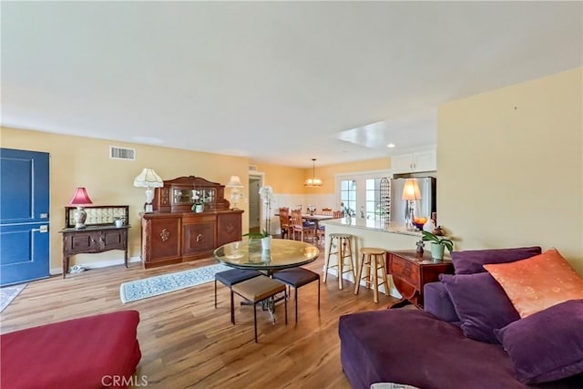 living area with light wood-style flooring
