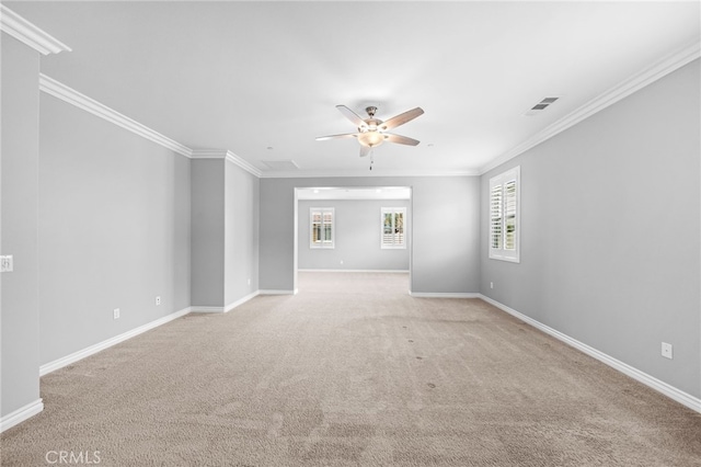 33378 Barmetta Ln, Temecula, CA 92592 - carpeted spare room with crown molding, ceiling fan, and baseboards