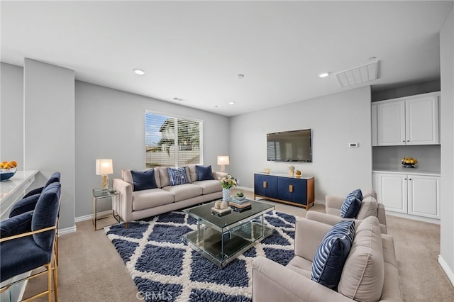 33378 Barmetta Ln, Temecula, CA 92592 - living room with light colored carpet, recessed lighting, and baseboards