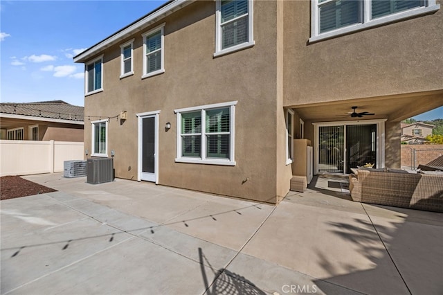 33378 Barmetta Ln, Temecula, CA 92592 - rear view of house with fence, a patio, central AC, and stucco siding