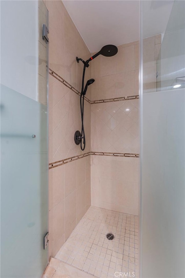 bathroom with a shower stall