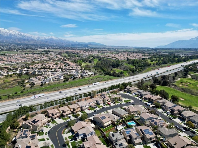 37089 Meadow Brook Way, Beaumont, CA 92223 - aerial overview of property's location featuring nearby suburban area, a mountain backdrop, and a main thoroughfare