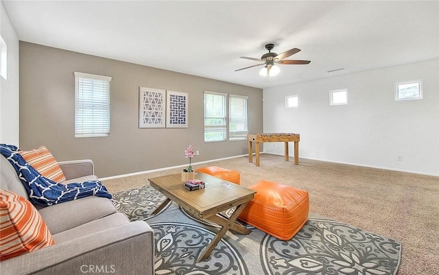 37089 Meadow Brook Way, Beaumont, CA 92223 - carpeted living area with ceiling fan and baseboards