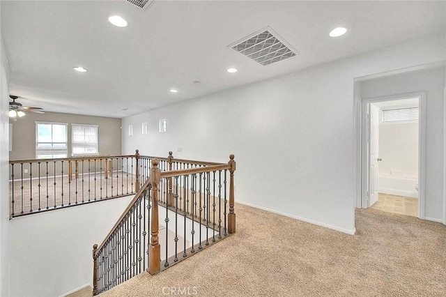 37089 Meadow Brook Way, Beaumont, CA 92223 - hall with an upstairs landing, carpet, recessed lighting, and baseboards