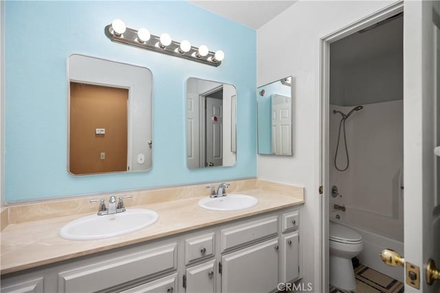 22951 Caminito Viento, Laguna Hills, CA 92653 - bathroom with double vanity, toilet, and tub / shower combination