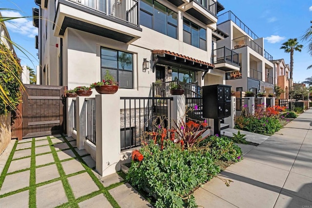 exterior space with stucco siding