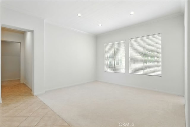 42133 Wagon Wheel Ln, Murrieta, CA 92562 - unfurnished room with ornamental molding, recessed lighting, light tile patterned floors, and light colored carpet