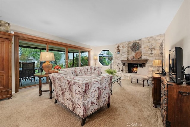 14321 Mimosa Ln, Tustin, CA 92780 - living area with light colored carpet, plenty of natural light, and a fireplace