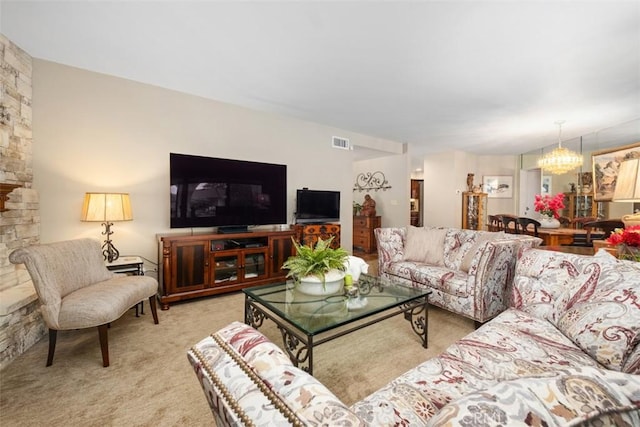 14321 Mimosa Ln, Tustin, CA 92780 - living area with a chandelier and carpet flooring