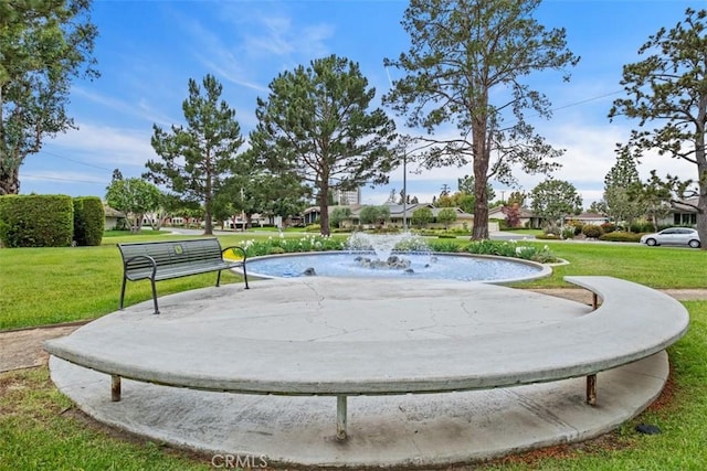 view of property's community featuring a lawn