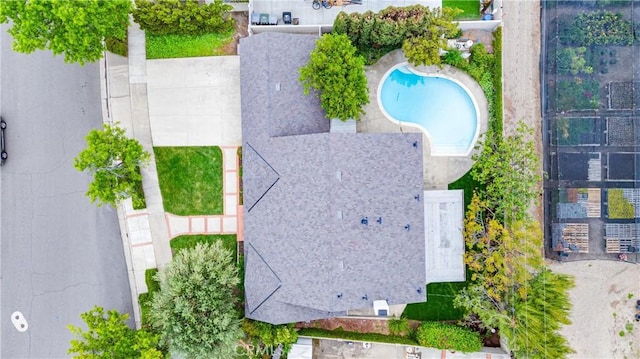 aerial view of a pool