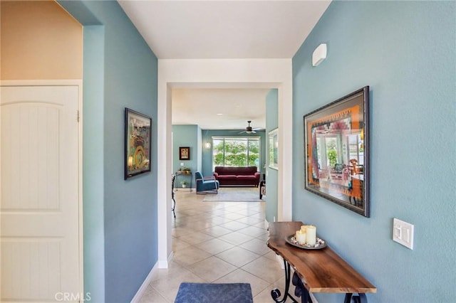1436 Via Rojas, Hemet, CA 92545 - hallway featuring light tile patterned flooring and baseboards